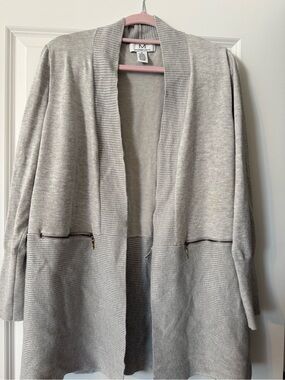 Magaschoni ladies xl light gray open -Front Women's Cardigan Sweater